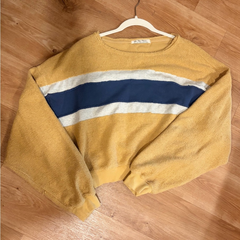 We The Free Mustard and Navy Striped Sweater
